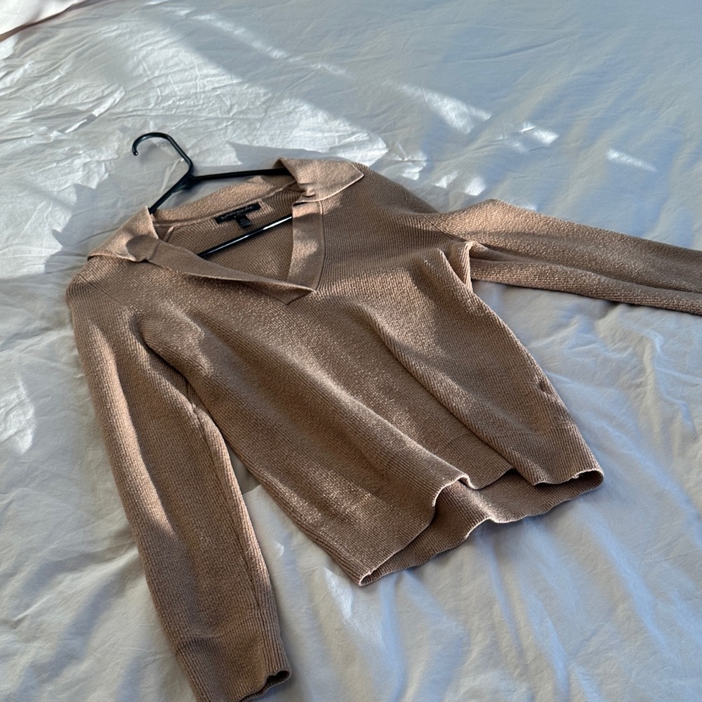 Banana Republic V-Neck Sweater in Tan